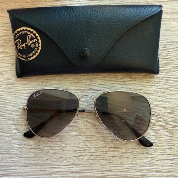 Pre-loved Ray Ban Polarized Aviators Style 3125 Silver with Grey-Blue Lens - Picture 1 of 4